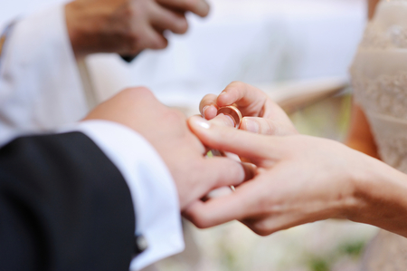 exchanging rings at wedding